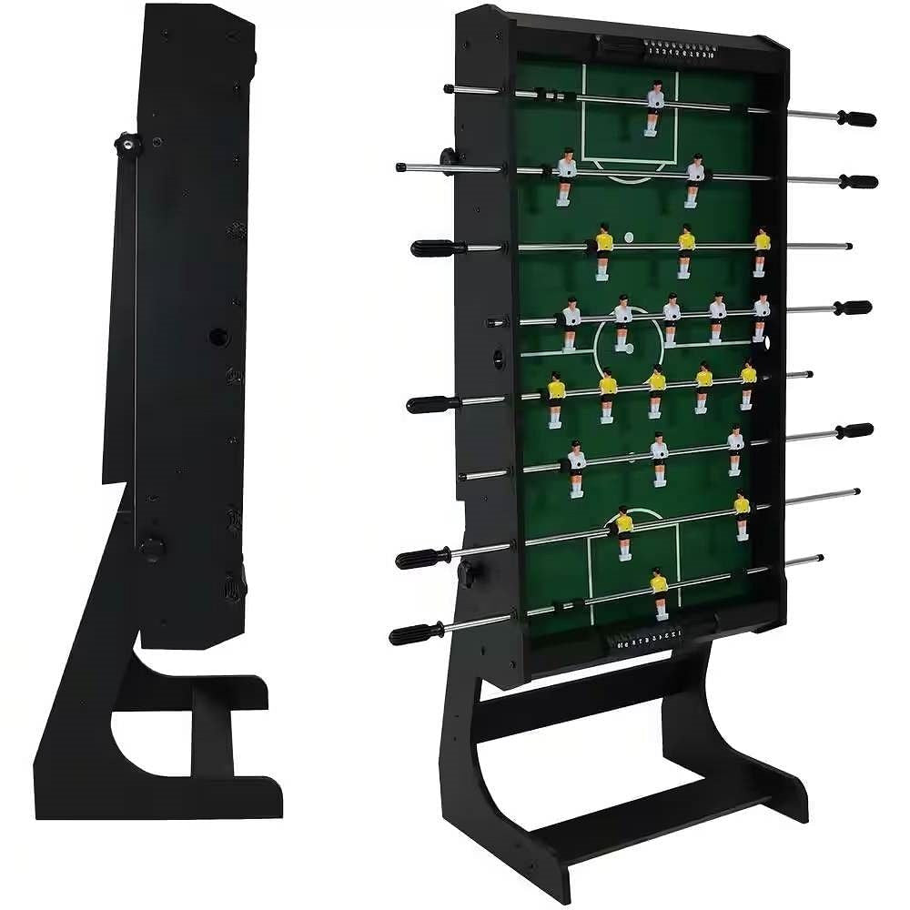 Black Foldable Space Saving 48-in. Foosball Table w/ Score Counters and 2 Balls-0