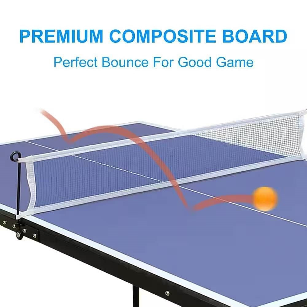 Folding 54-inch Blue Ping Pong Table Tennis Table Set with Net 2 and Paddles-1